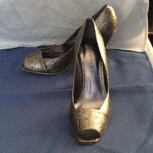 Croc Embossed Peeptoe Pumps